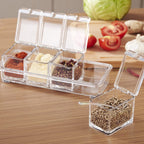 Acrylic Seasoning Box with 4 Plastic Spoons