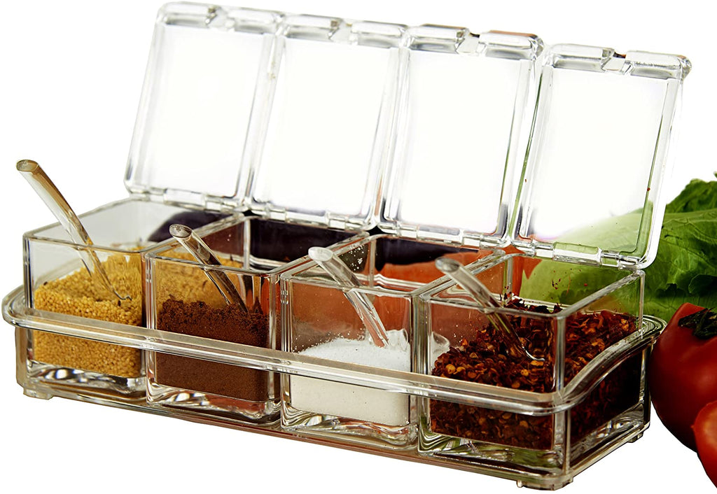 Acrylic Seasoning Box with 4 Plastic Spoons