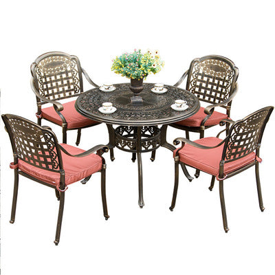 Outdoor Cast Aluminum Tables And Chairs Villa Courtyard Barbecue Tables And Chairs Combination Outdoor Balcony Table Garden Community Cast Aluminum Tables And Chairs