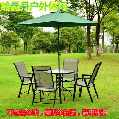 Outdoor Tempered Glass Table Hotel Coffee Shop Milk Tea Shop Table Large Round Table Removable Garden Glass Table