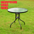 Outdoor Tempered Glass Table Hotel Coffee Shop Milk Tea Shop Table Large Round Table Removable Garden Glass Table