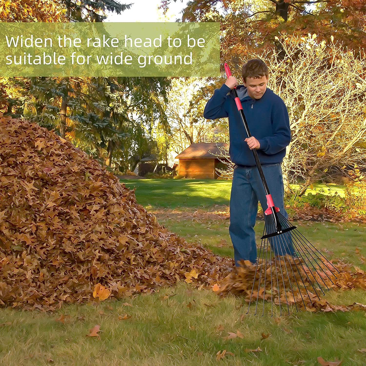Adjustable Garden Leaf Rake 64 inches Rake