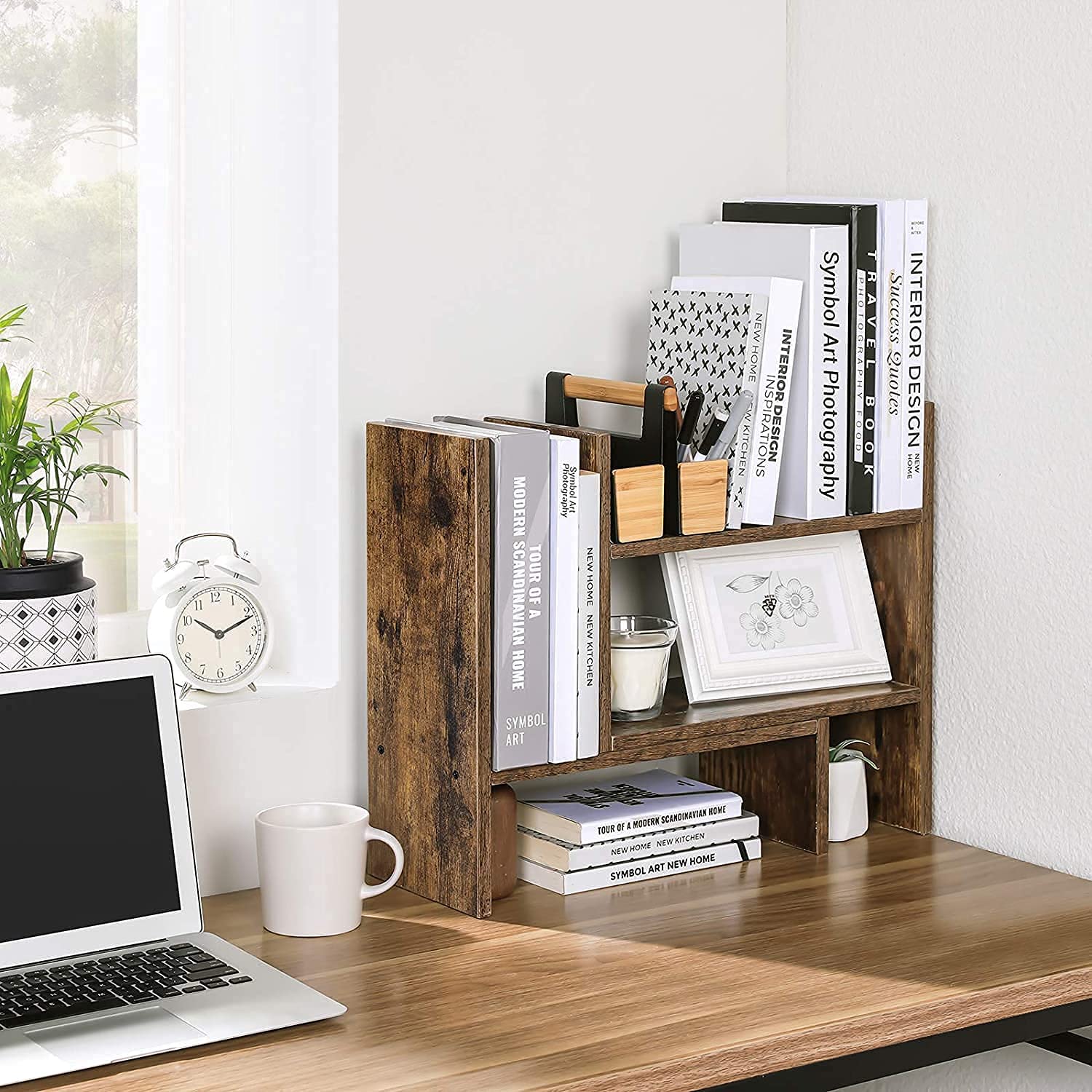 Brown Adjustable Mini Bookshelf
