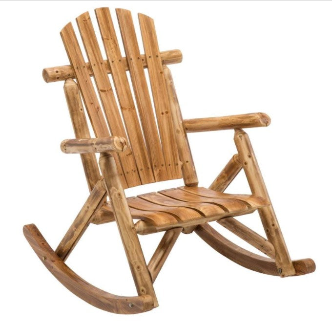 Antique Wood Outdoor Rocking Log Chair Wooden Porch Rustic Log Rocker