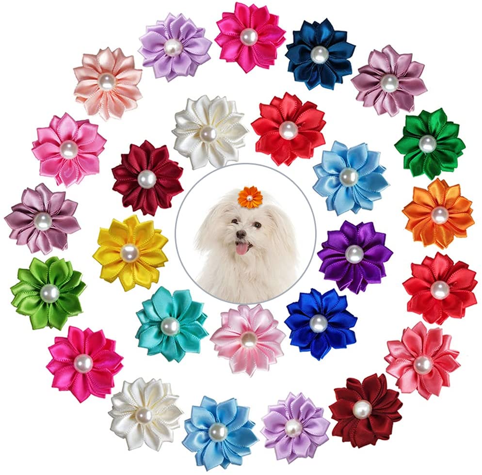 Dog Hair Bows Random Color 20 Pieces