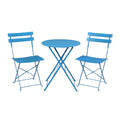 Iron Folding Three-Piece Set 2 Chairs 1 Table Blue[US-W]