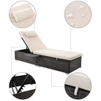2Pcs Outdoor Patio Chaise Lounge Set, Beach Pool Adjustable Backrest Recliners