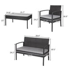 4 Pieces Outdoor Patio Furniture Sets Rattan Chair Wicker Set, Outdoor Indoor Use Backyard Porch Garden Poolside Balcony Furnitu