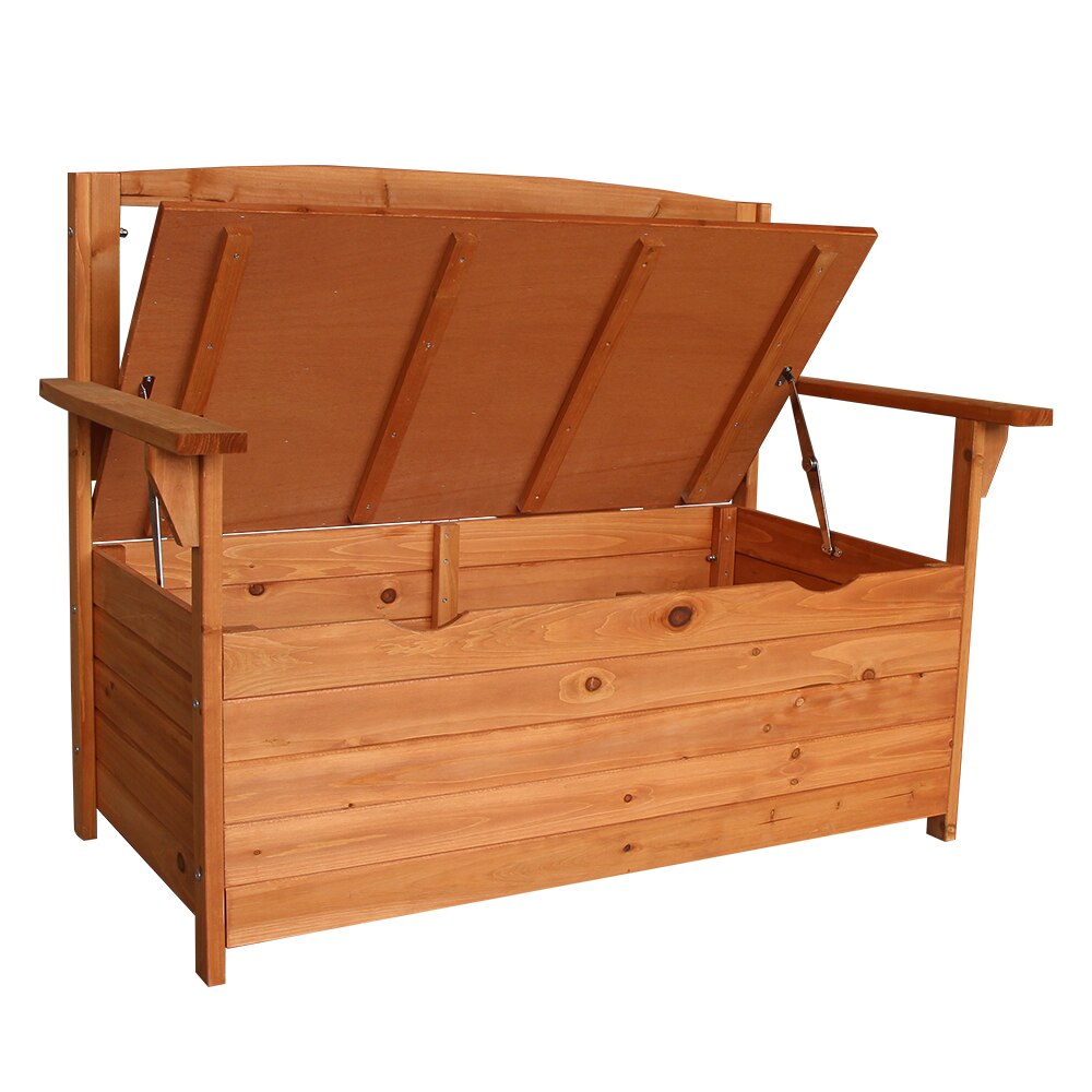Courtyard Armchair Outdoor Garden Chair Storage Box Case Fir Wood Orange Red Storing All Kinds of Tools & Accessories[US-Stock]
