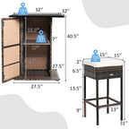 5PCS Patio Rattan Bar Table Stool Set Hidden Storage Shelf Cushioned  HW68244+