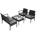 Outdoor Sofa Set Oshion 4 PCS Outdoor Patio Rattan Wicker Furniture Set with Table Sofa Cushioned Black
