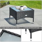 3 PCS Patio Wicker Rattan Furniture Set Coffee Table & 2 Rattan Chair W/Cushion
