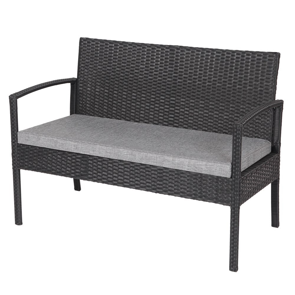 4 Pieces Outdoor Patio Furniture Sets Rattan Chair Wicker Set, Outdoor Indoor Use Backyard Porch Garden Poolside Balcony Furnitu