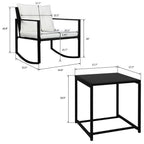 Three-piece rattan set, 2pcs single rocking chair and 1pc coffee table, iron frame, black outdoor garden furniture