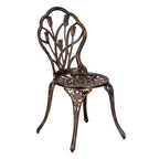 3-Piece Outdoor Rust-Resistant Cast Aluminum Patio Bistro Set w/Tulip Design, Antique Finish - Copper