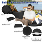 7PCS Patio Rattan Furniture Set Sectional Sofa Garden Black Cushion  HW68058BK+