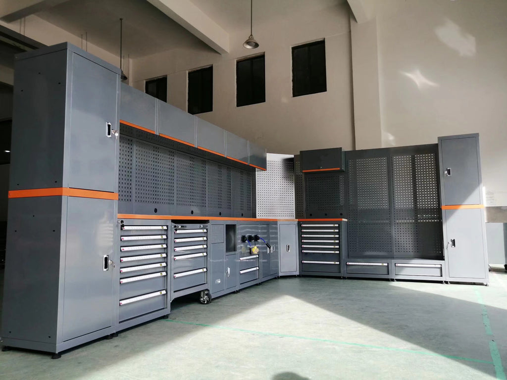 Metal Steel Rolling Garage Series Storage Combination Tools Cabinet Workbench For Tools Storage Factory And Garage Use