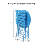 Iron Folding Three-Piece Set 2 Chairs 1 Table Blue[US-W]
