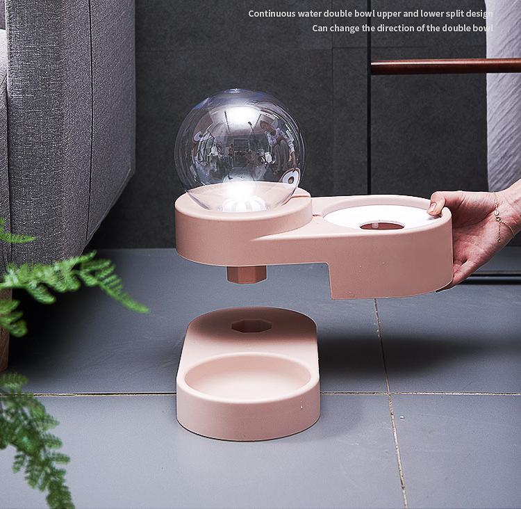 Pet Cat Dog Food Drinking Water Dispenser Pet Dog Cat Double Bowls Feeder Food Water Drink Dispenser Automatic Pet Feeder