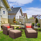 Wide Rattan Chair Table Set  5 Pieces Wicker Rattan Chair Coffee Table Set Balcony Garden Indoor Outdoor Furniture