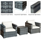 3 PC Patio Rattan Furniture Bistro Set Cushioned Sofa Chair Table White HW66530WH