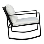 Three-piece rattan set, 2pcs single rocking chair and 1pc coffee table, iron frame, black outdoor garden furniture