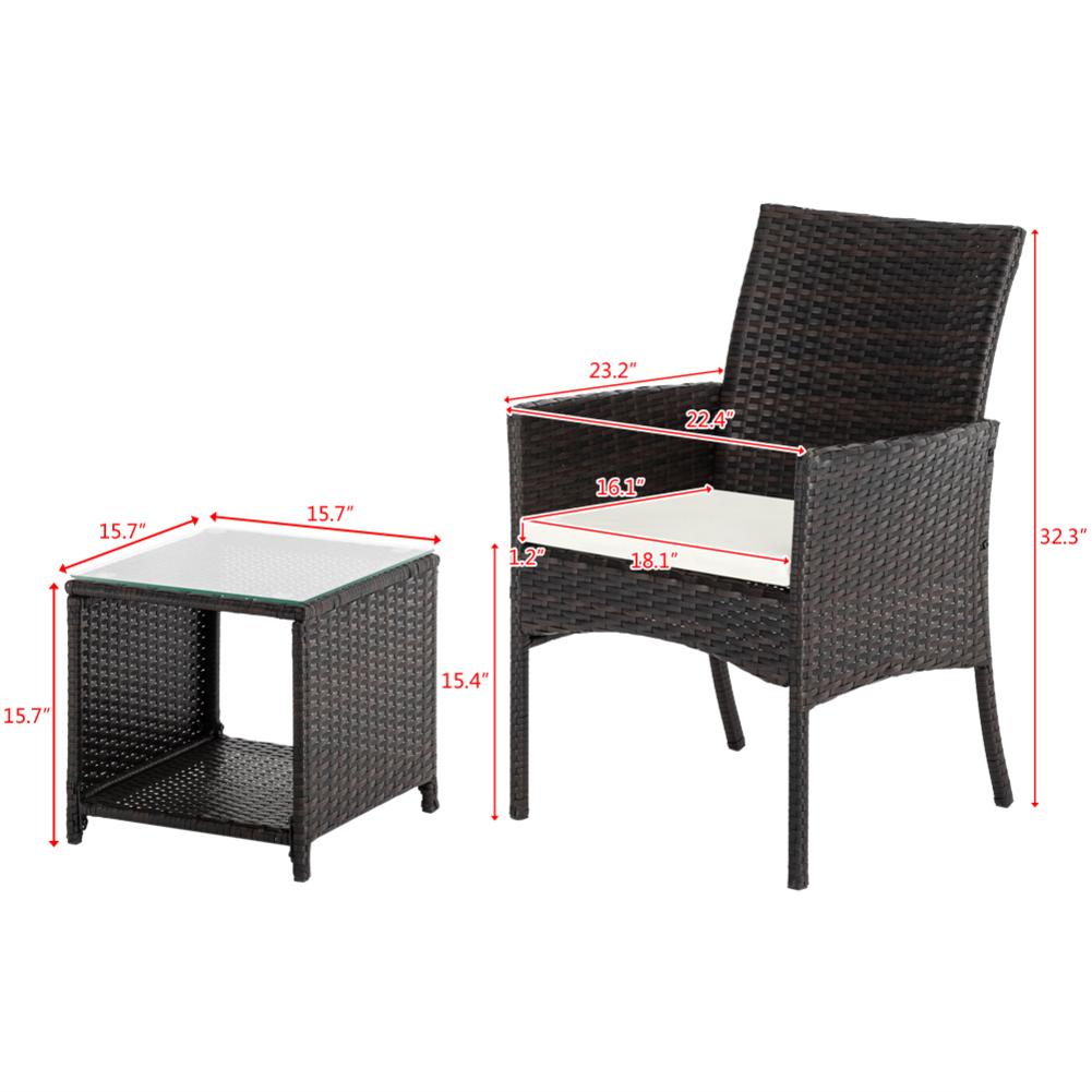 3 IN I 2 Patio Furniture Set Single Seat 1PCS Tea Table Outdoor Combination Sofa Chair Brown Gradient USA Warehouse Shipping