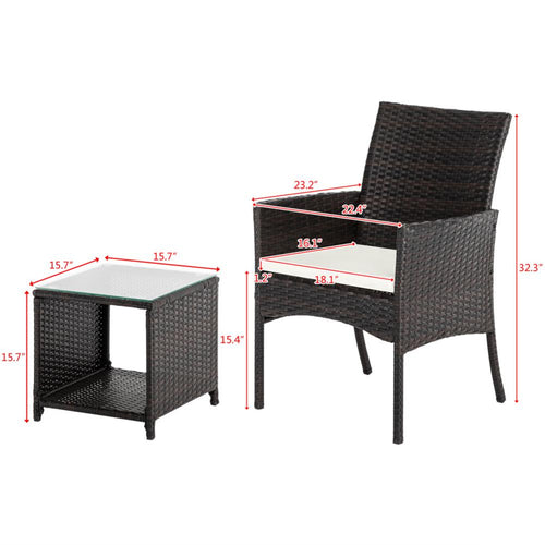 3 IN I 2 Patio Furniture Set Single Seat 1PCS Tea Table Outdoor Combination Sofa Chair Brown Gradient USA Warehouse Shipping