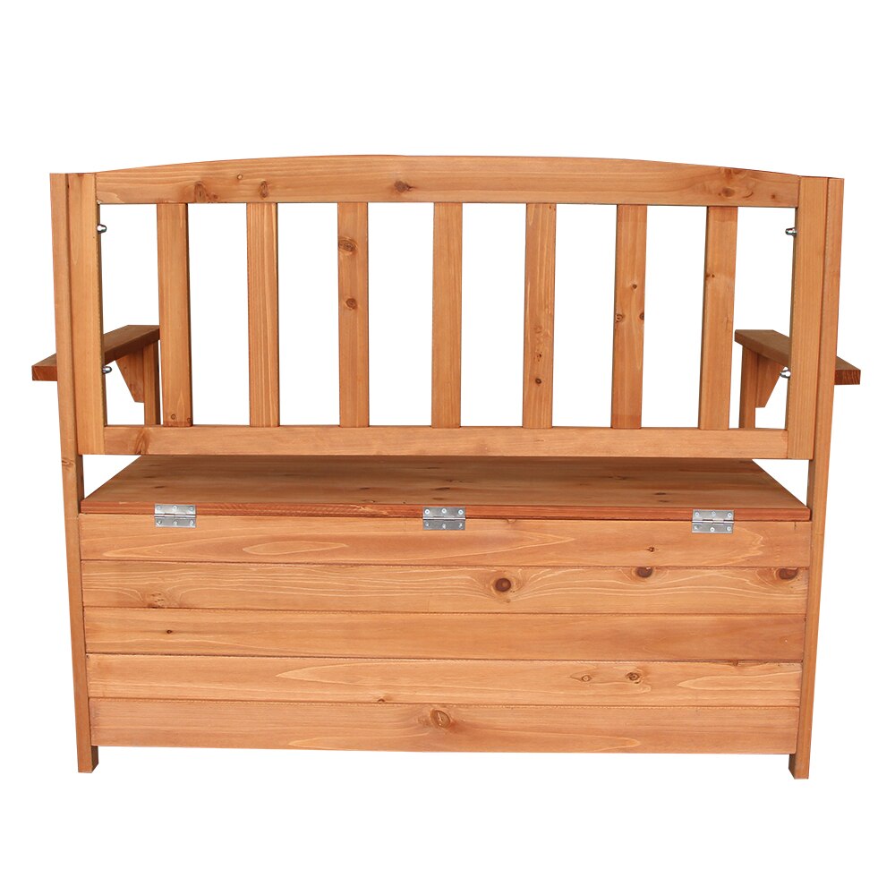Courtyard Armchair Outdoor Garden Chair Storage Box Case Fir Wood Orange Red Storing All Kinds of Tools & Accessories[US-Stock]