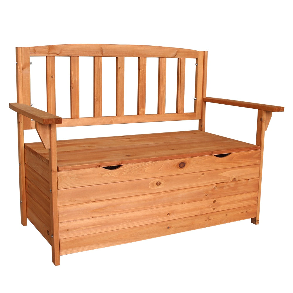 Courtyard Armchair Outdoor Garden Chair Storage Box Case Fir Wood Orange Red Storing All Kinds of Tools & Accessories[US-Stock]