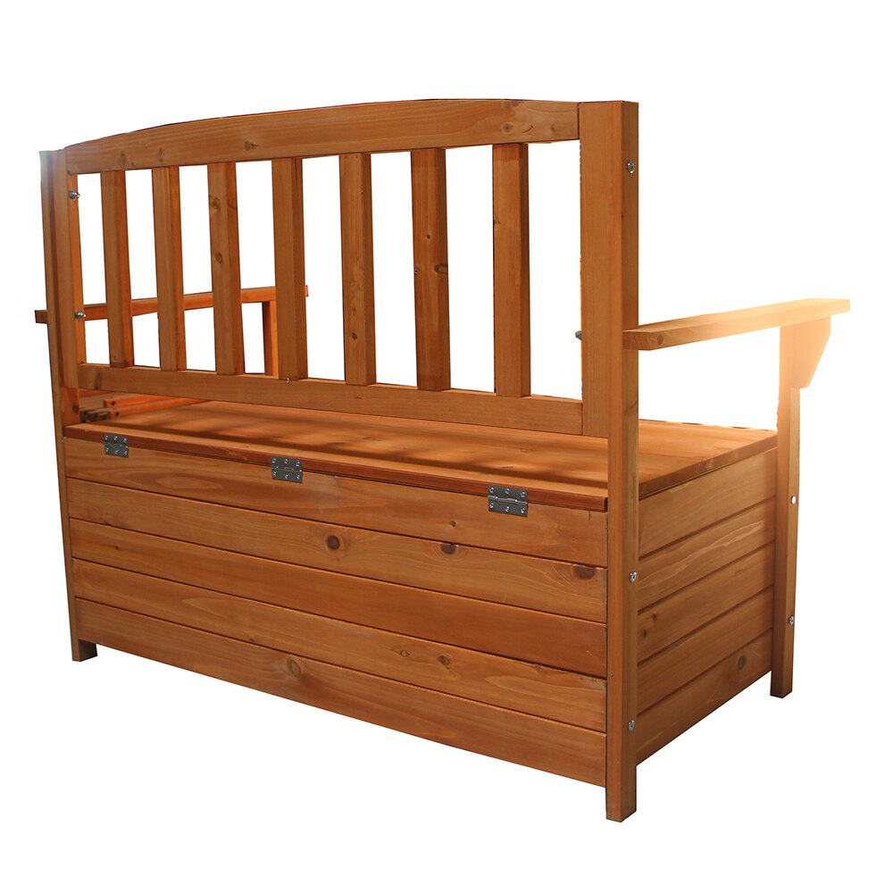 Courtyard Armchair Outdoor Garden Chair Storage Box Case Fir Wood Orange Red Storing All Kinds of Tools & Accessories[US-Stock]