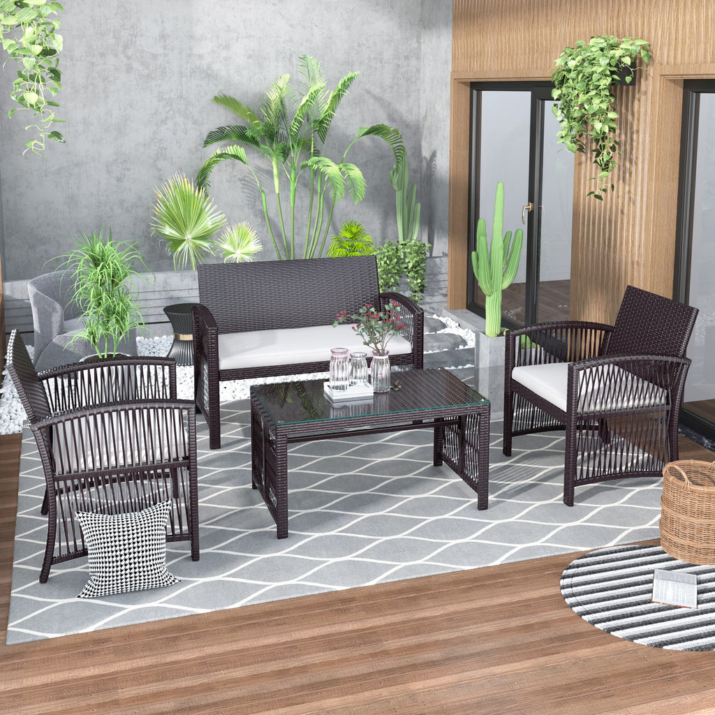 4Pcs Outdoor Patio Furniture Set for Garden Backyard Porch&Poolside