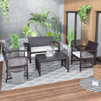 4Pcs Outdoor Patio Furniture Set for Garden Backyard Porch&Poolside