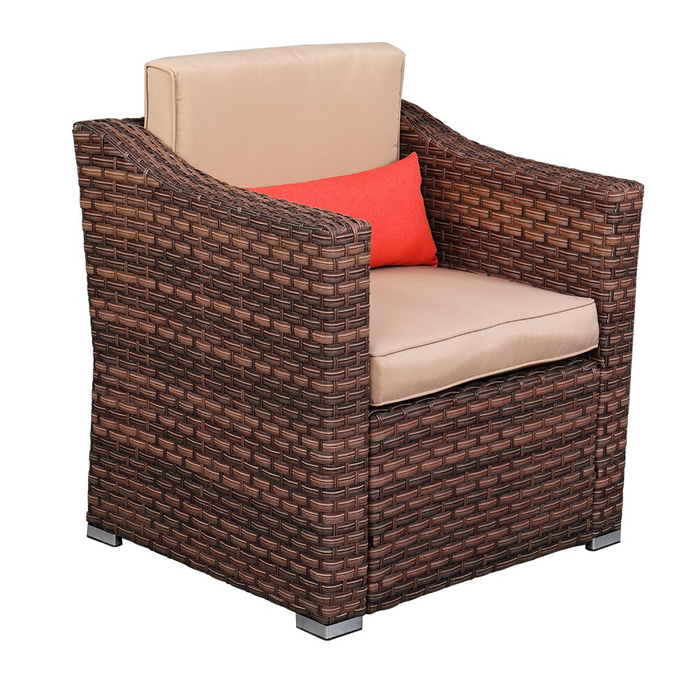 Wide Rattan Chair Table Set  5 Pieces Wicker Rattan Chair Coffee Table Set Balcony Garden Indoor Outdoor Furniture