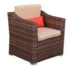 Wide Rattan Chair Table Set  5 Pieces Wicker Rattan Chair Coffee Table Set Balcony Garden Indoor Outdoor Furniture