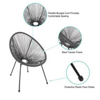 3 Piece Outdoor Patio Furniture Set, Acapulco Chair Set with Glass Top Coffee Table, All Weather PE Rattan Bistro Set for Garden