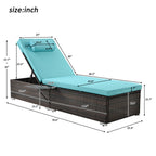 2Pcs Outdoor Patio Chaise Lounge Set, Beach Pool Adjustable Backrest Recliners