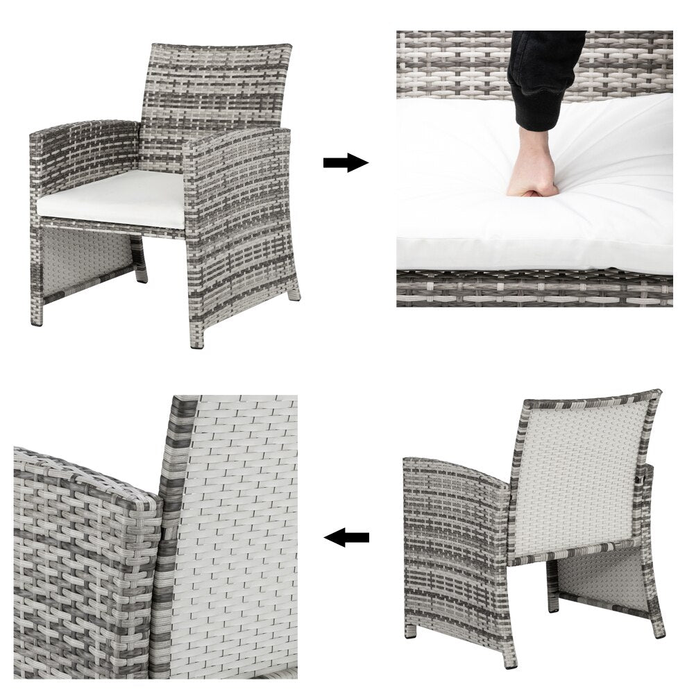 5Pcs Patio Furniture Set Include 2 Chairs 2 Footstools 1 Coffee Table High Quality PE Rattan&Iron Frame Gray Gradient[US-Stock]