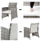 5Pcs Patio Furniture Set Include 2 Chairs 2 Footstools 1 Coffee Table High Quality PE Rattan&Iron Frame Gray Gradient[US-Stock]