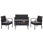 4 Pieces Outdoor Patio Furniture Sets Rattan Chair Wicker Set, Outdoor Indoor Use Backyard Porch Garden Poolside Balcony Furnitu