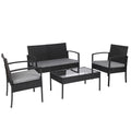 4 Pieces Outdoor Patio Furniture Sets Rattan Chair Wicker Set, Outdoor Indoor Use Backyard Porch Garden Poolside Balcony Furnitu
