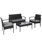 4 Pieces Outdoor Patio Furniture Sets Rattan Chair Wicker Set, Outdoor Indoor Use Backyard Porch Garden Poolside Balcony Furnitu