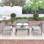 4Pcs Outdoor Patio Furniture Set for Garden Backyard Porch&Poolside