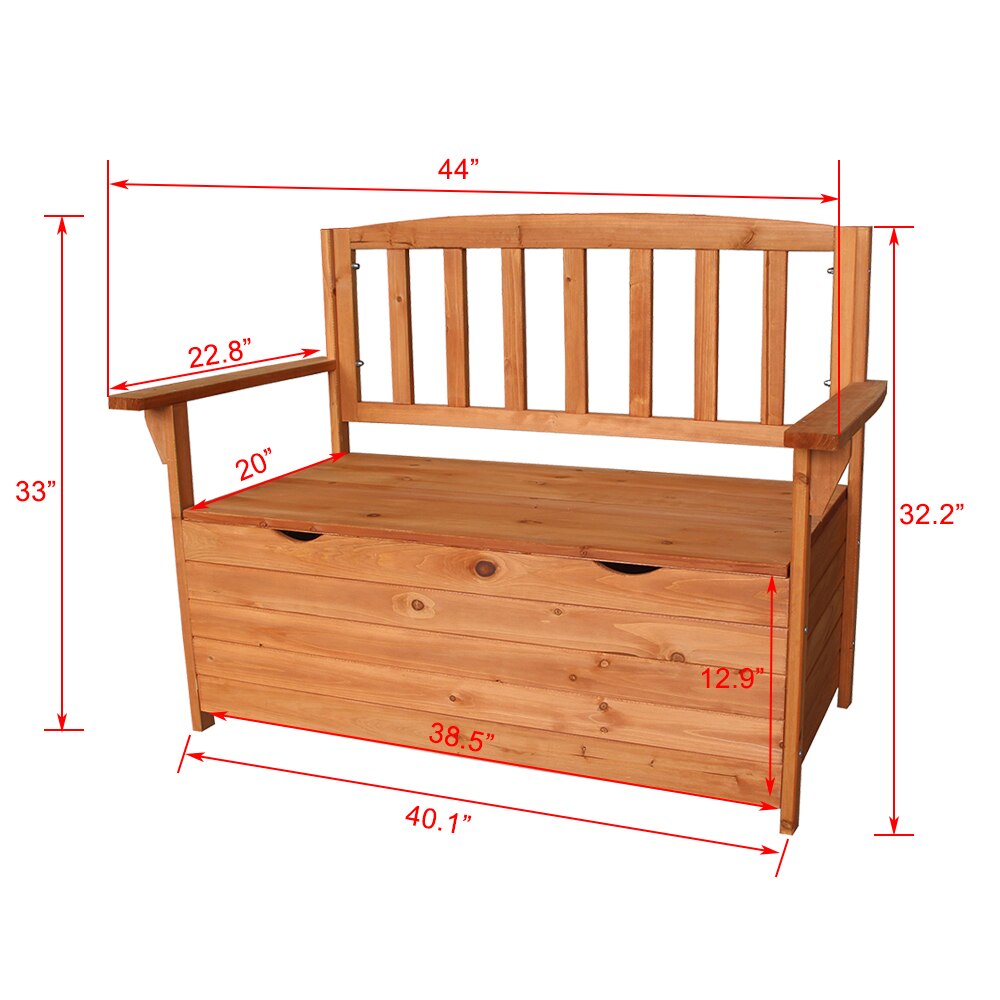 Courtyard Armchair Outdoor Garden Chair Storage Box Case Fir Wood Orange Red Storing All Kinds of Tools & Accessories[US-Stock]