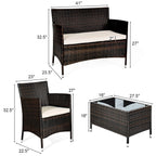 8PCS Rattan Patio Furniture Set Cushioned Sofa Chair Coffee Table Garden
