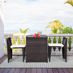 3PCS Outdoor Patio Rattan Furniture Set Space Saving Garden Deck W/Cushion HW64307
