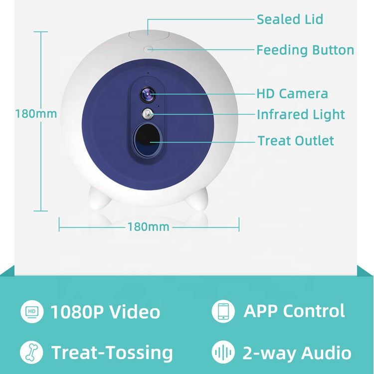 Newest Other Pet Products 2020 Wifi App Control Automatic Dog Feeder Treat Tossing Dog Camera 1080p