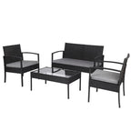 Outdoor Sofa Set Oshion 4 PCS Outdoor Patio Rattan Wicker Furniture Set with Table Sofa Cushioned Black
