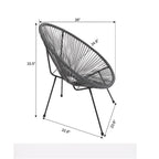 3 Piece Outdoor Patio Furniture Set, Acapulco Chair Set with Glass Top Coffee Table, All Weather PE Rattan Bistro Set for Garden