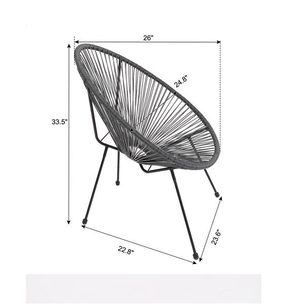 3 Piece Outdoor Patio Furniture Set, Acapulco Chair Set with Glass Top Coffee Table, All Weather PE Rattan Bistro Set for Garden